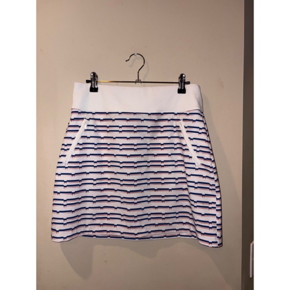 Annika Cutter & Buck Womens White Pink Navy Geometric Golf‎ Skort Size Small
